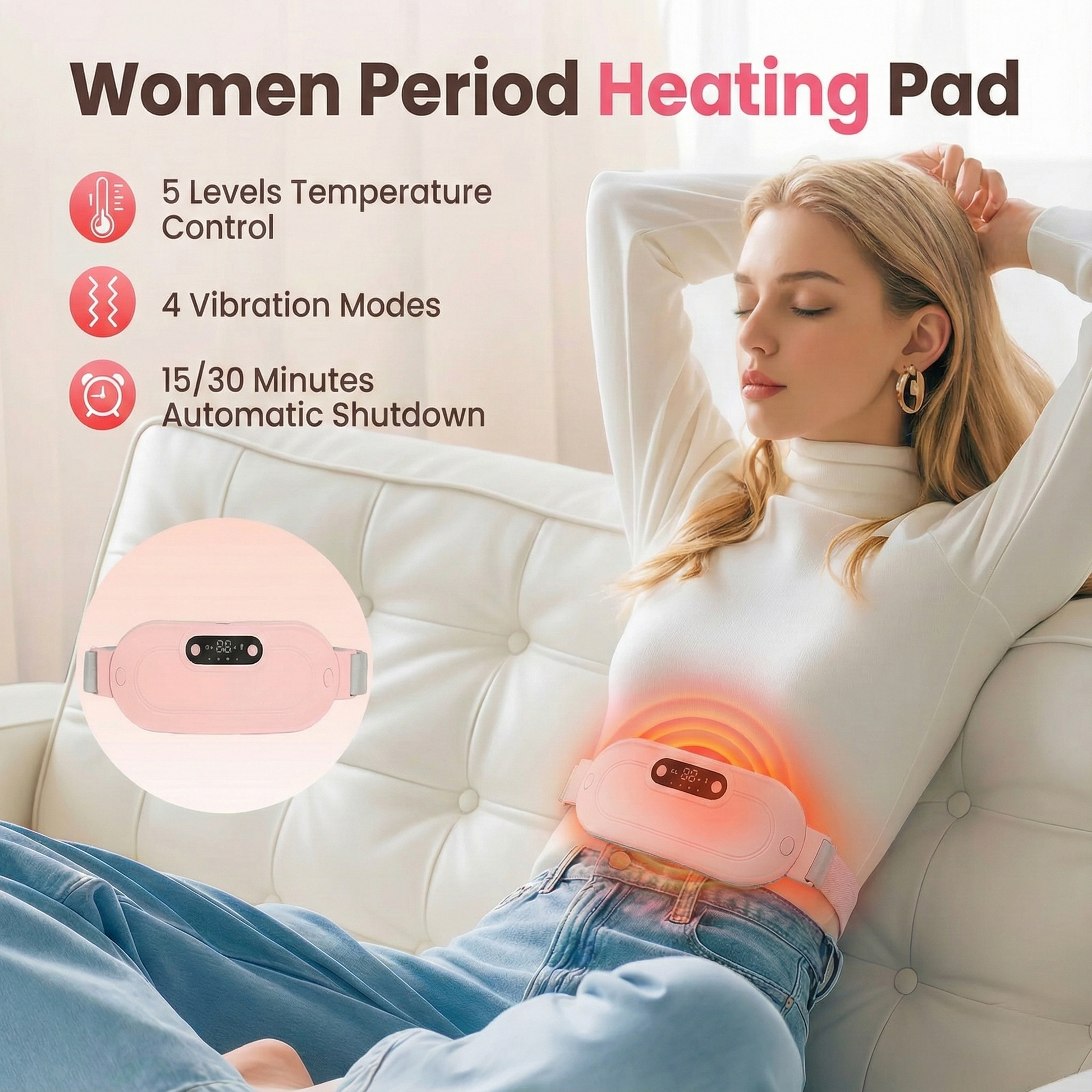 Menstrual Thermal Belt Menstrual Heating Pad Electrically Heat Pads for Period Relief Discomfort Periods Massager Heater My Store